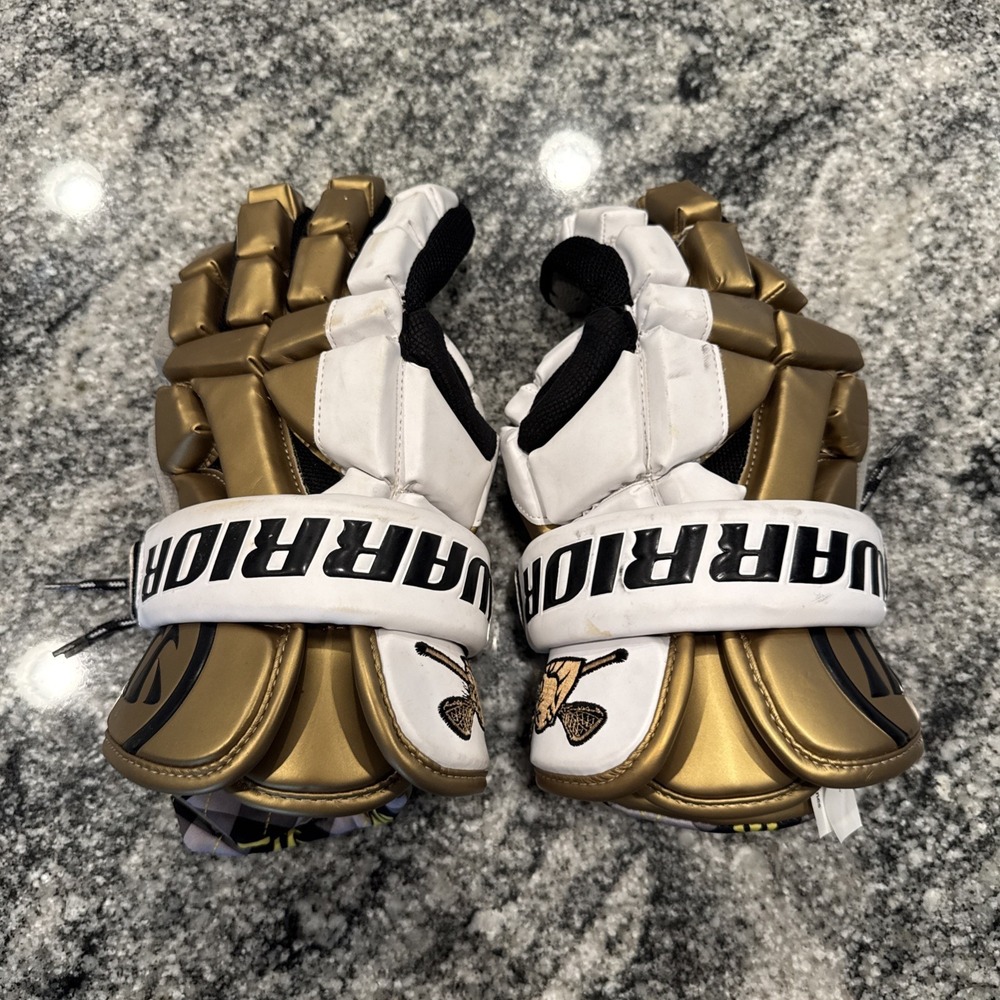 Warrior Riot 13" Gold White Lacrosse Gloves RIO13‎ #2